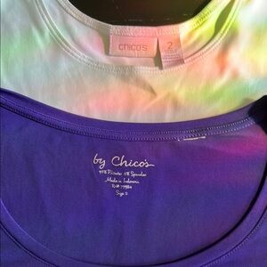 Chico's Vibrant Purple and Classic White Tops (2)